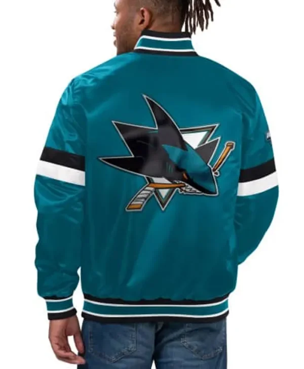 San Jose Sharks Green Bomber Jacket Back