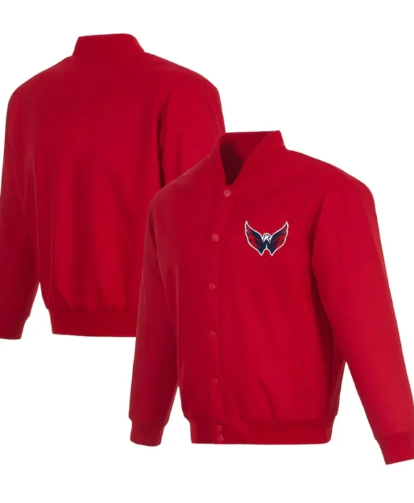 San Jose Sharks Red Full Snap Bomber Jacket