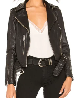 Sarah Franklin Matlock S01 Black Leather Jacket For Sale