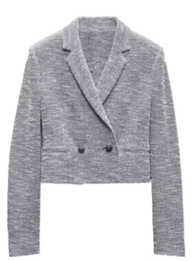 Sarah Franklin Matlock S01 Cropped Tweed Blazer For Sale
