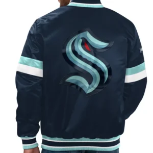 Seattle Kraken Bomber Full Snap Jacket Back