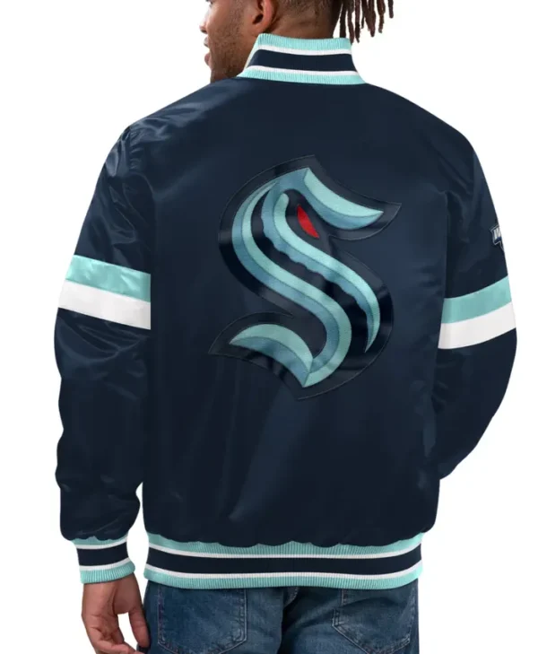 Seattle Kraken Bomber Full Snap Jacket Back
