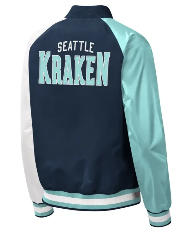 Seattle Kraken Full Snap Bomber Jacket Back