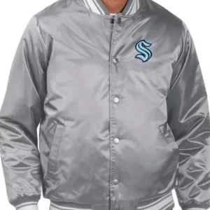 Seattle Kraken Grey Bomber Full Snap Jacket