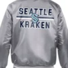 Seattle Kraken Grey Bomber Full Snap Jacket Back