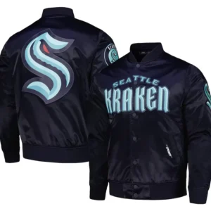 Seattle Kraken Navy Blue Bomber Full Snap Jacket