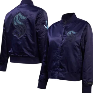 Seattle Kraken Purple Full Snap Bomber Jacket