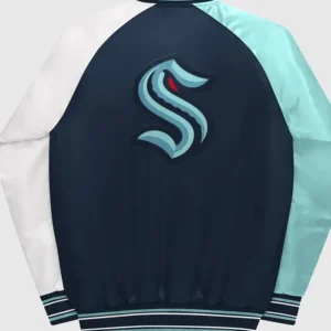 Seattle Kraken Satin Bomber Jacket Back