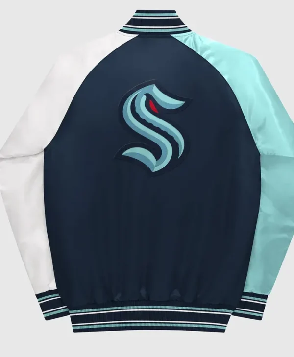 Seattle Kraken Satin Bomber Jacket Back