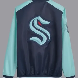 Seattle Kraken Satin Full Snap Bomber Jacket Back