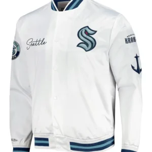 Seattle Kraken White Satin Full Snap Jacket