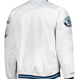 Seattle Kraken White Satin Full Snap Jacket Back