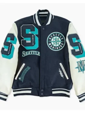 Seattle Mariners Letterman Full Snap Wool Varsity Jacket