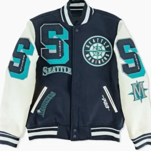 Seattle Mariners Letterman Full Snap Wool Varsity Jacket