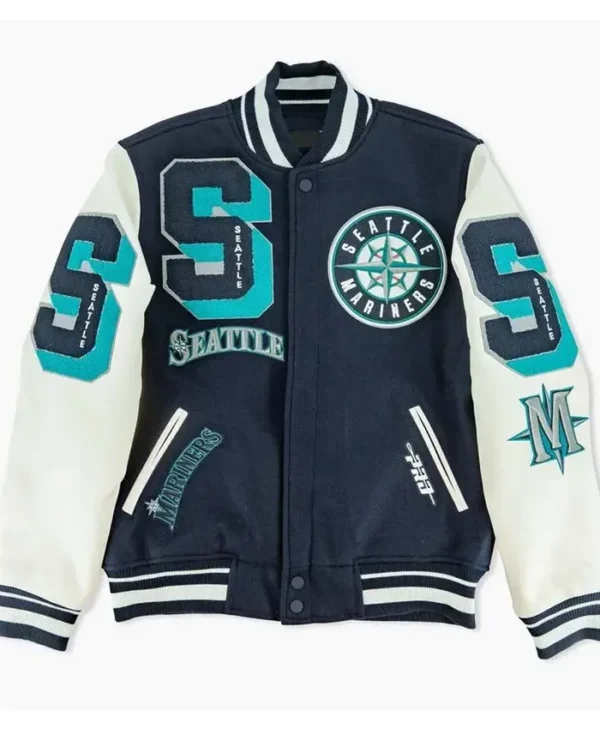 Seattle Mariners Letterman Full Snap Wool Varsity Jacket