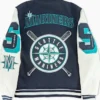 Seattle Mariners Letterman Full Snap Wool Varsity Jacket Back
