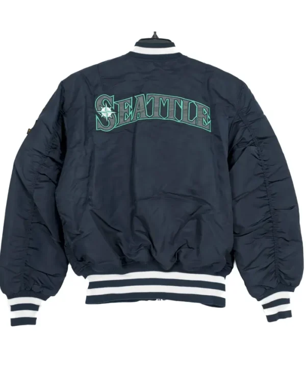 Seattle Mariners Satin Ma 1 Bomber Jacket Back