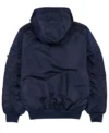 Seattle Mariners Satin Navy Blue Hooded Ma 1 Bomber Jacket Back