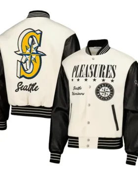 Seattle Mariners White And Black Wool Varsity Jacket
