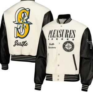 Seattle Mariners White And Black Wool Varsity Jacket