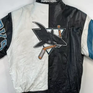 Sharks Starter Leather Vintage Jacket Back