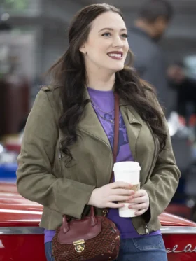 Shifting Gears S01 Kat Dennings Green Suede Leather Jacket