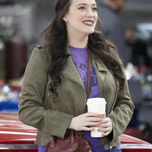 Shifting Gears S01 Kat Dennings Green Suede Leather Jacket