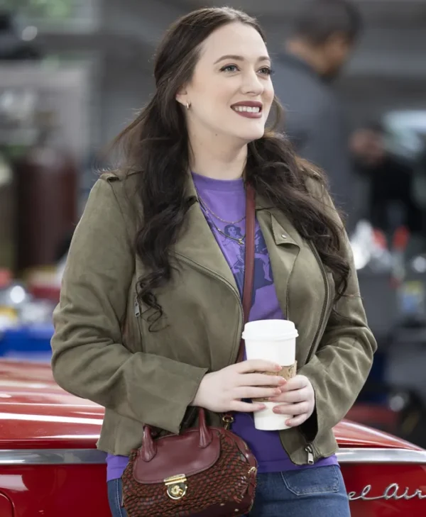 Shifting Gears S01 Kat Dennings Green Suede Leather Jacket