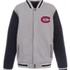 Sipes Montreal Canadiens Gray and Black Wool Varsity Jacket