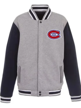 Sipes Montreal Canadiens Gray and Black Wool Varsity Jacket