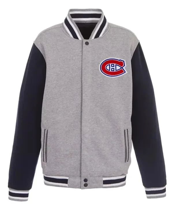 Sipes Montreal Canadiens Gray and Black Wool Varsity Jacket