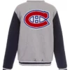 Sipes Montreal Canadiens Gray and Black Wool Varsity Jacket Back