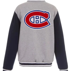 Sipes Montreal Canadiens Gray and Black Wool Varsity Jacket Back