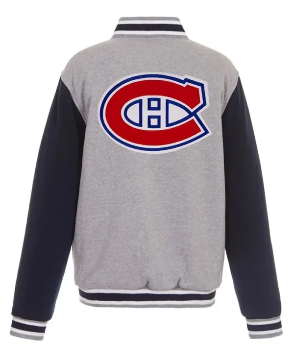 Sipes Montreal Canadiens Gray and Black Wool Varsity Jacket Back