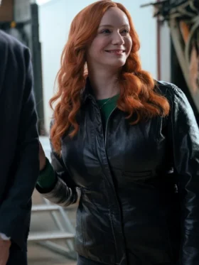 Small Town Big Story S01 Christina Hendricks Black Leather Jacket