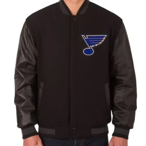 St Louis Blues Black Wool And Leather Jacket