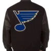 St Louis Blues Black Wool And Leather Jacket Back