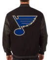 St Louis Blues Black Wool And Leather Jacket Back