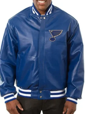 St Louis Blues Blue Leather Jacket