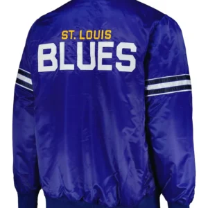 St Louis Blues Satin Varsity Blue Jacket Back