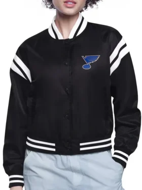 St Louis Blues Team Logo Varsity Satin Jacket