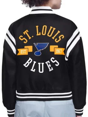 St Louis Blues Team Logo Varsity Satin Jacket Back