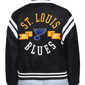 St Louis Blues Team Logo Varsity Satin Jacket Back