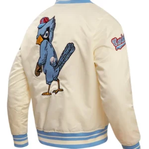 St Louis Cardinals Beige Bomber Full Snap Jacket Back