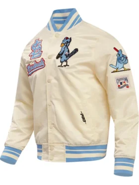 St Louis Cardinals Beige Bomber Full Snap Jacket Side