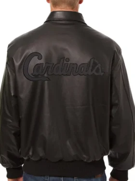 St Louis Cardinals Black Leather Bomber Jacket Back