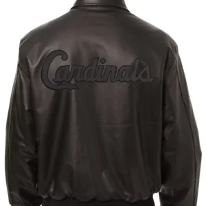 St Louis Cardinals Black Leather Bomber Jacket Back