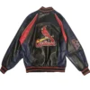 St Louis Cardinals Leather Vintage Zipper Bomber Jacket Back