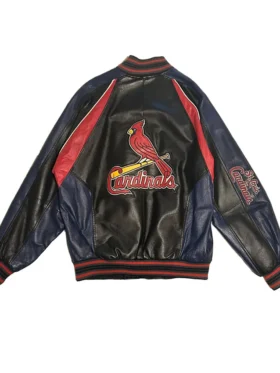 St Louis Cardinals Leather Vintage Zipper Bomber Jacket Back