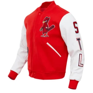 St Louis Cardinals Red And White Varsity Wool Jacket Side
